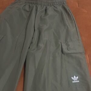 Adidas Green Cargo Pants with Elastic Waistband